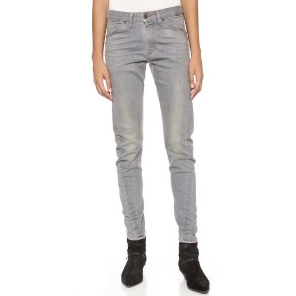 6397 Twisted Seam Skinny Jeans Dirty Faded Grey Size 24 Selvedge
